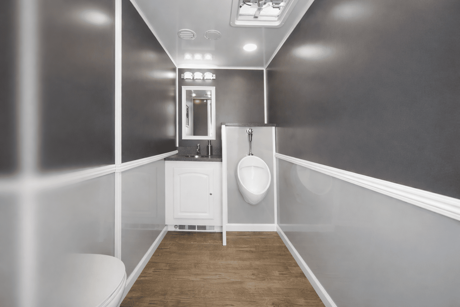 interior of restroom trailer rental