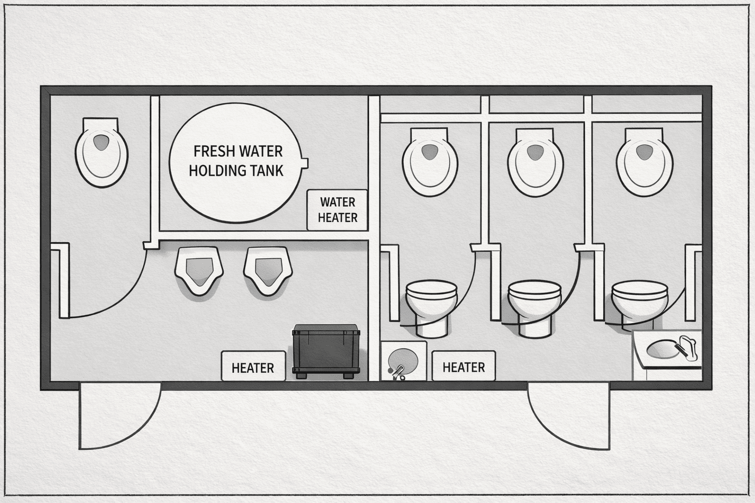 floor plan restroom trailer rental