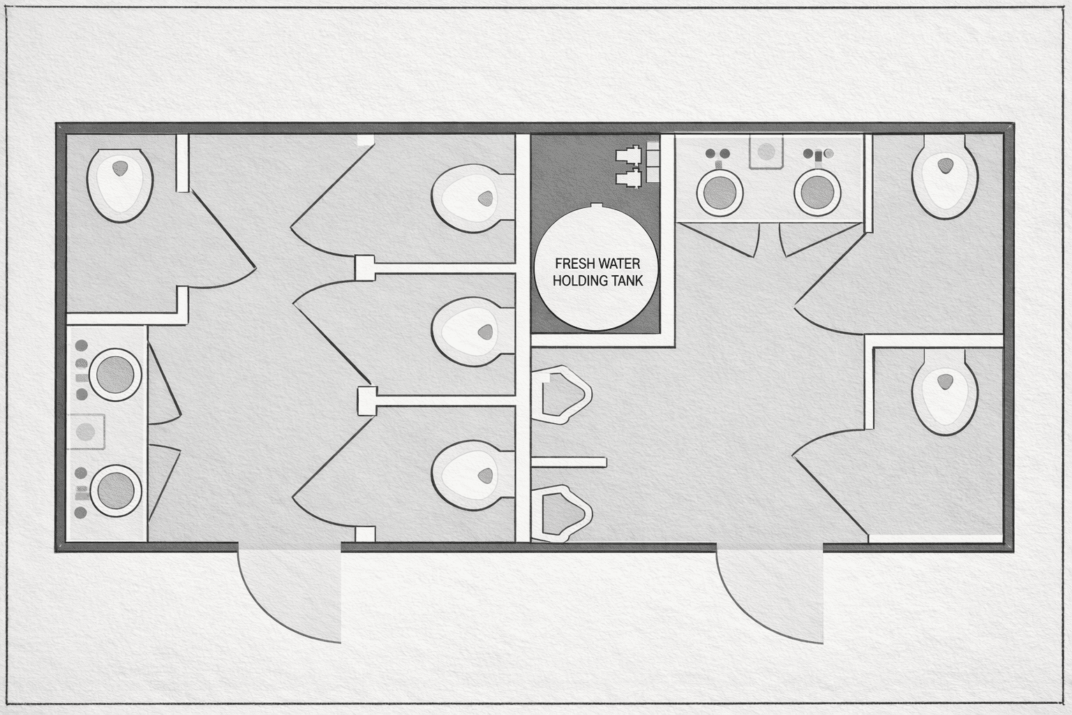 FLoor Plan for 2 Door Restroom Trailer