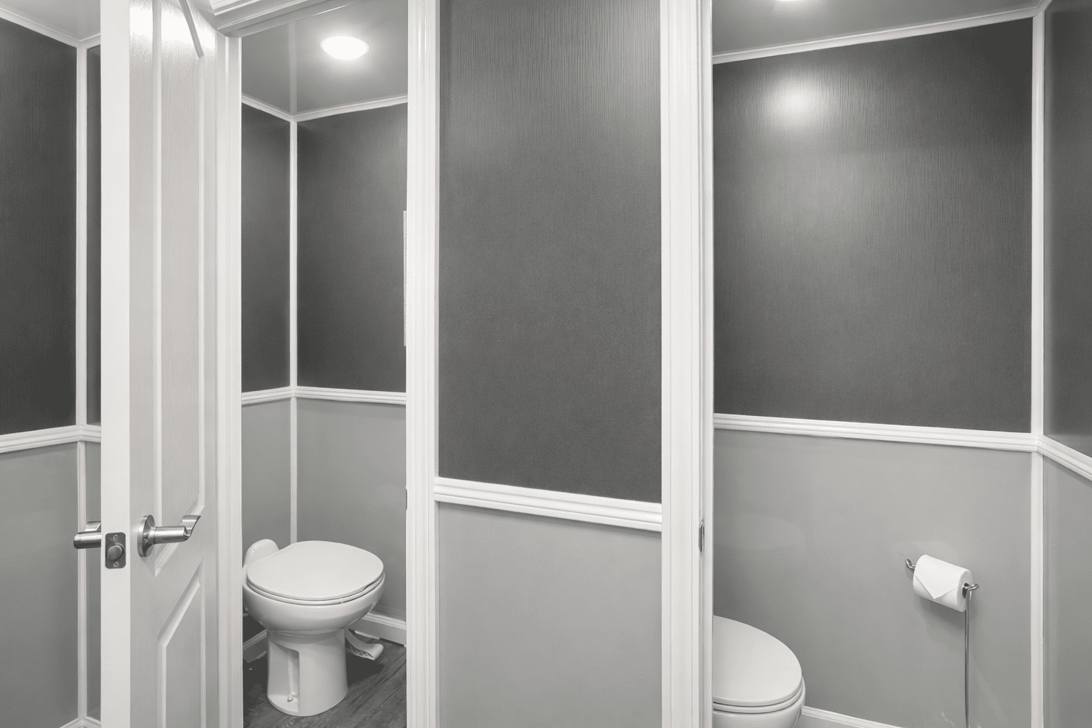 restroom trailer interior grey