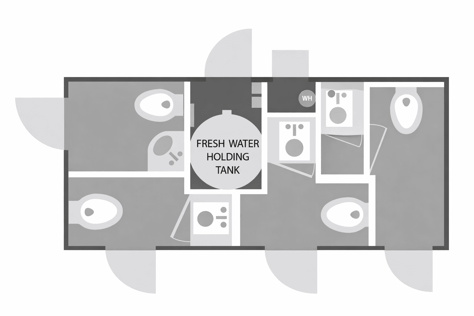 4 Door Restroom Trailer Floor Plan