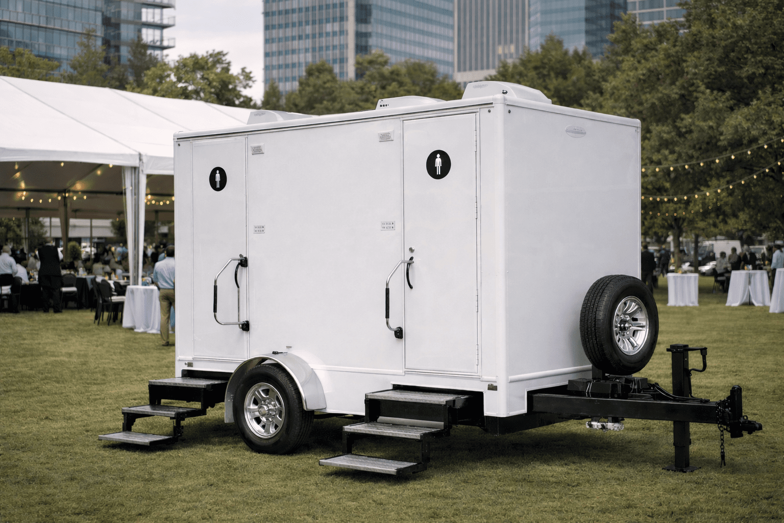 Example of white restroom trailer rental